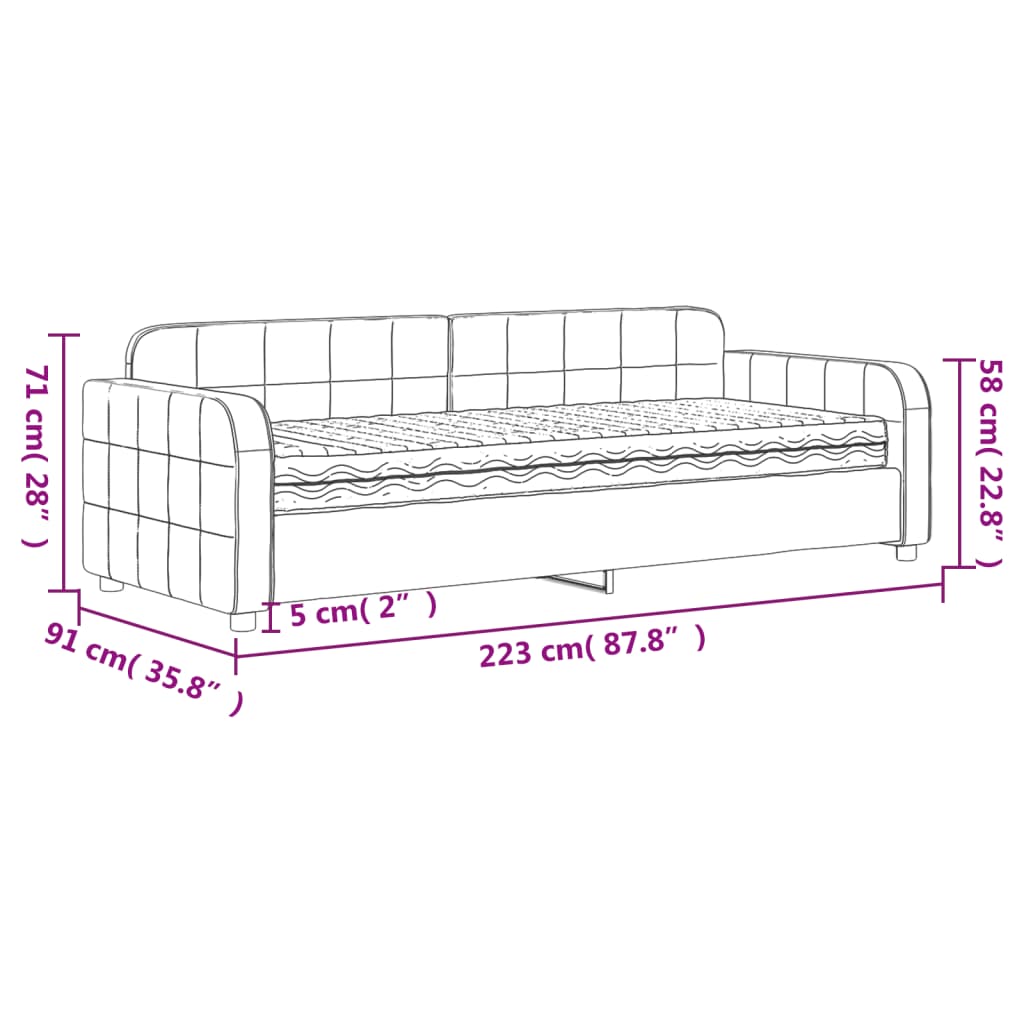 Tagesbett mit Matratze Dunkelgrau 80x200 cm Samt