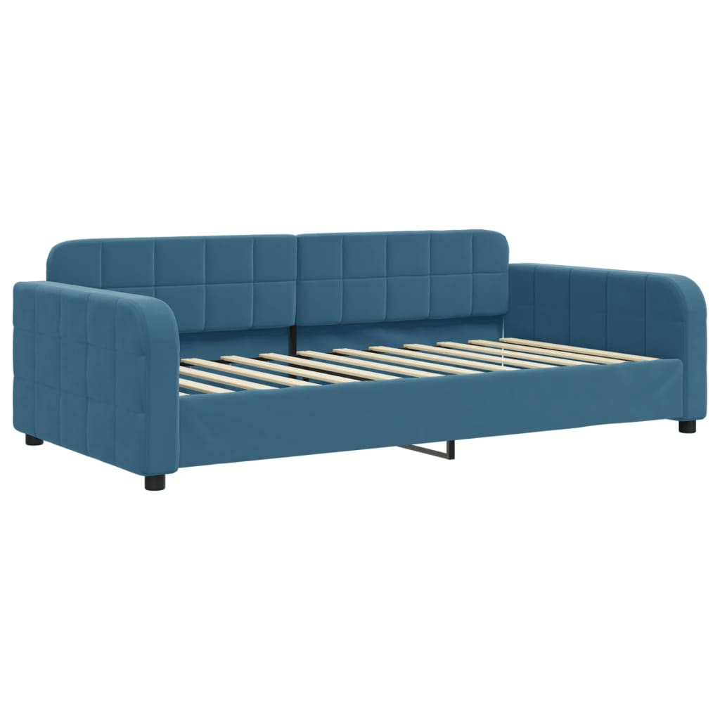Daybed with mattress blue 100x200 cm velvet
