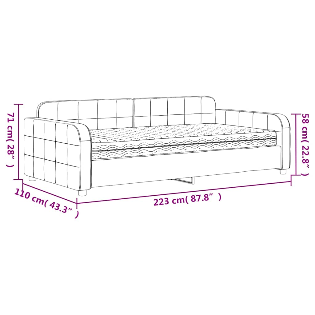 Tagesbett mit Matratze Dunkelgrau 100x200 cm Samt