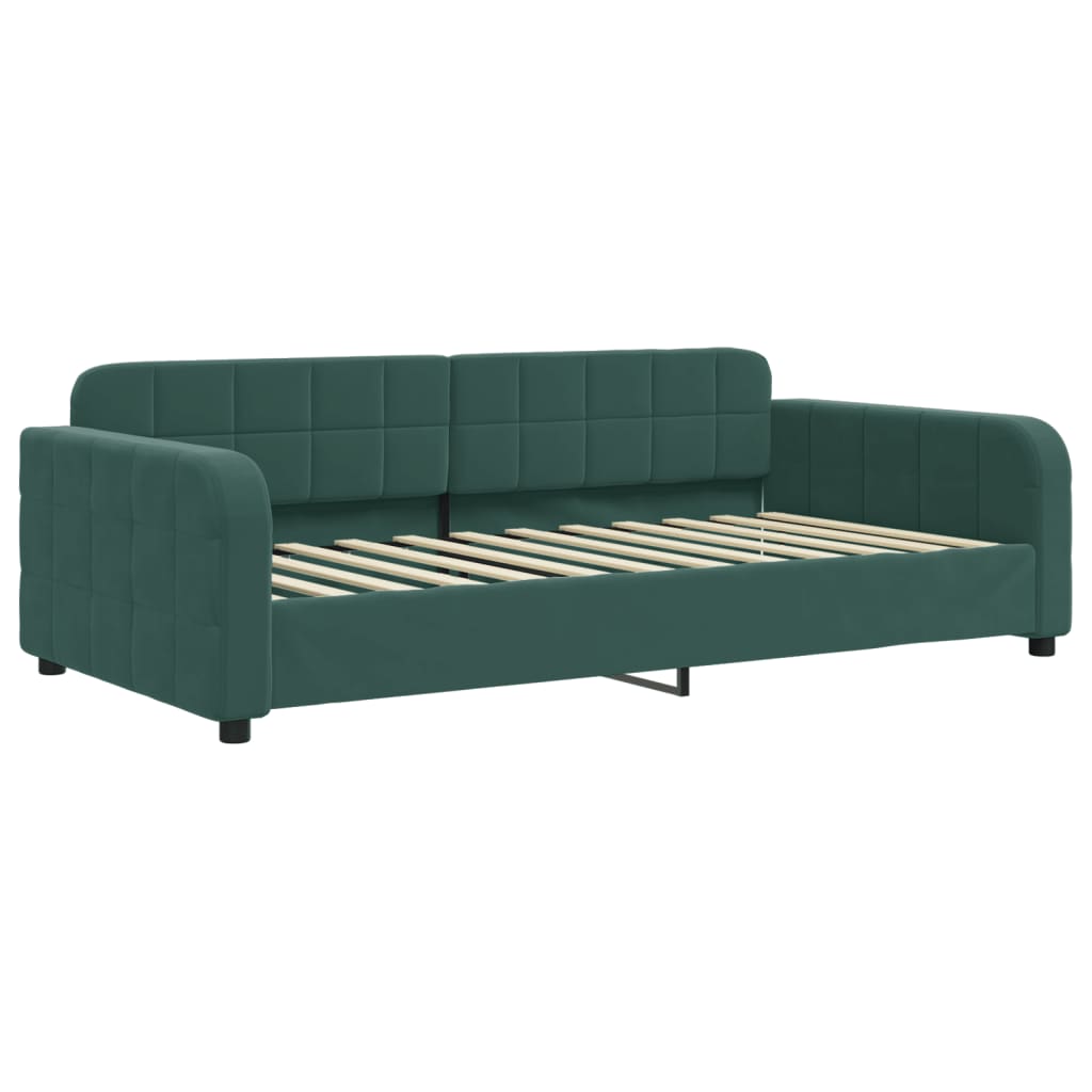 Daybed with mattress dark green 100x200 cm velvet