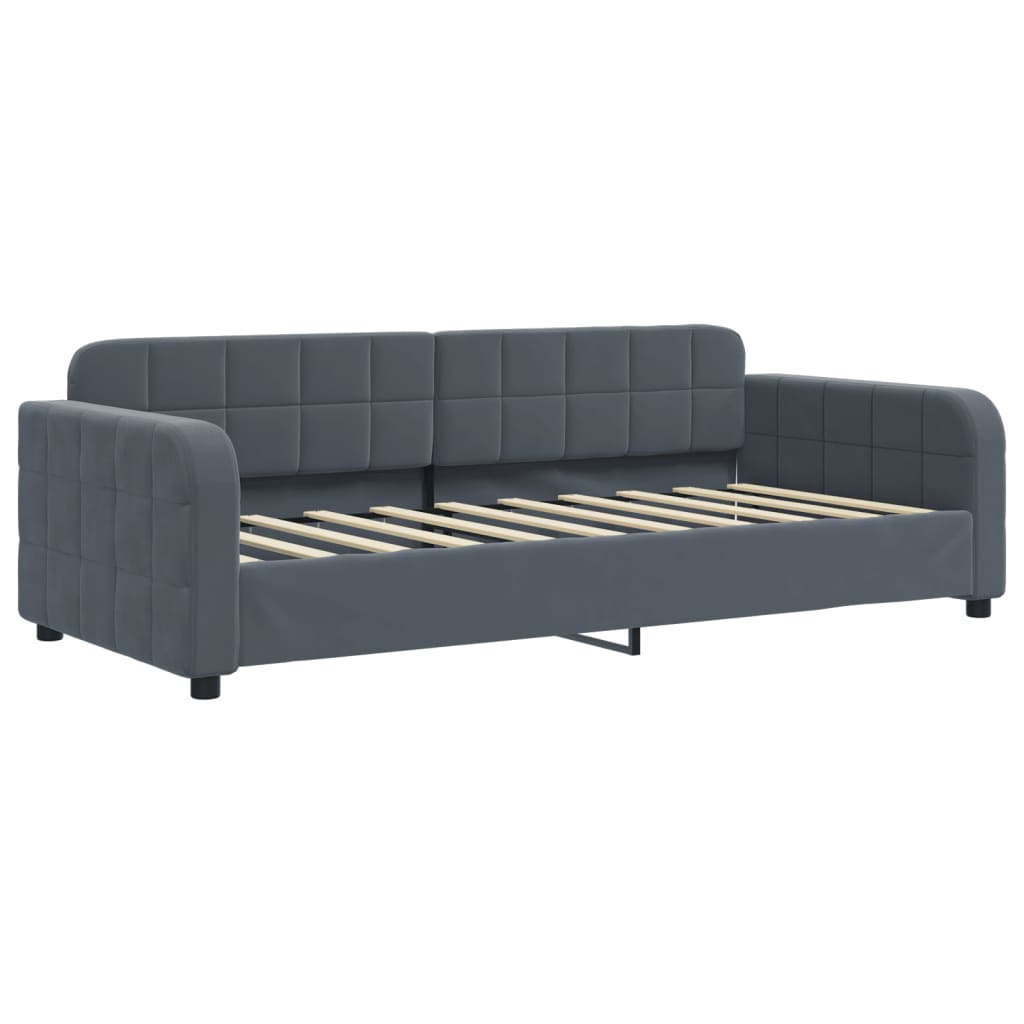 Daybed extendable with mattress dark grey 90x190 cm velvet