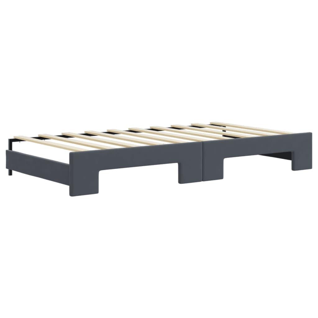Daybed extendable with mattress dark grey 90x190 cm velvet