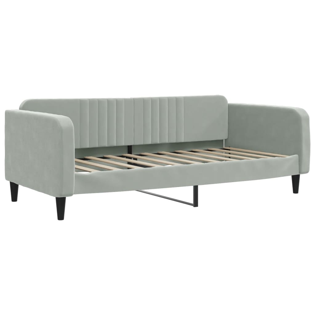 Lit de repos extensible avec matelas gris clair 90x190 cm velours