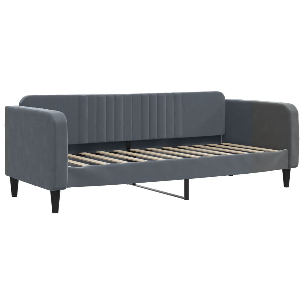 Daybed extendable with mattress dark grey 90x190 cm velvet