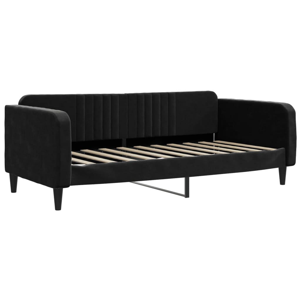 Daybed extendable with mattresses black 90x190 cm velvet