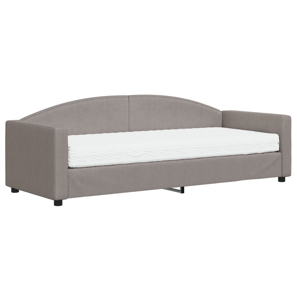 Daybed with mattress taupe 80x200 cm fabric