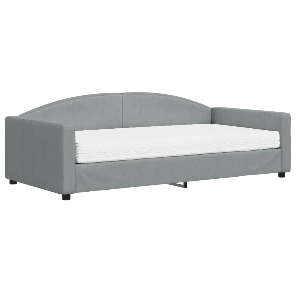 Lit de repos avec matelas en tissu gris clair 100x200 cm