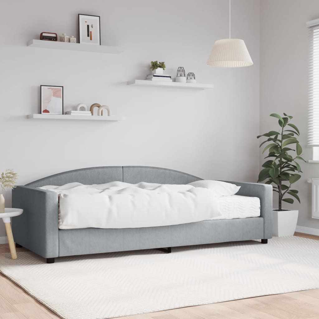 Lit de repos avec matelas en tissu gris clair 100x200 cm