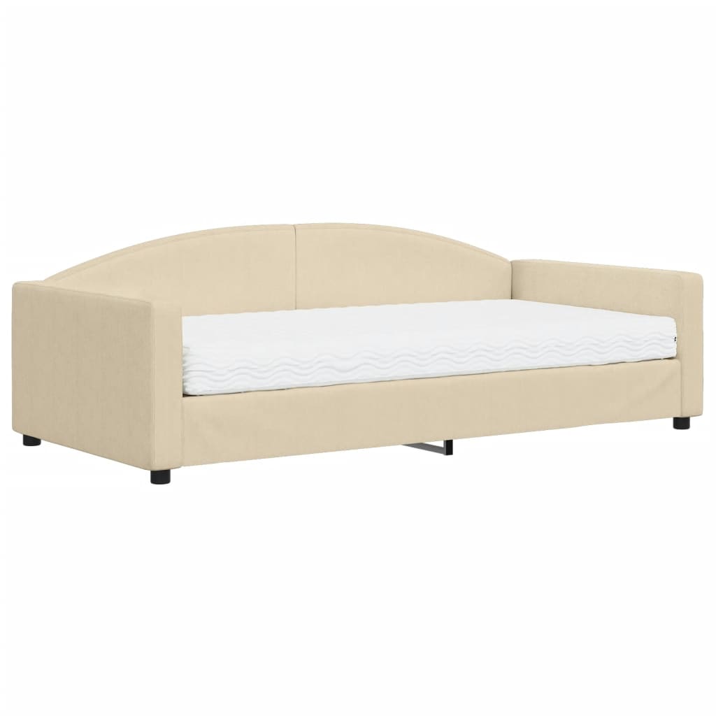 Daybed with mattress cream 100x200 cm fabric