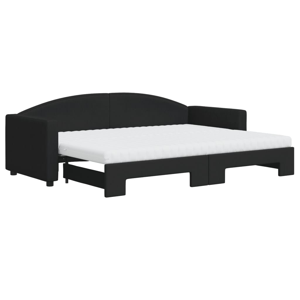 Daybed extendable with mattress black 80x200 cm fabric