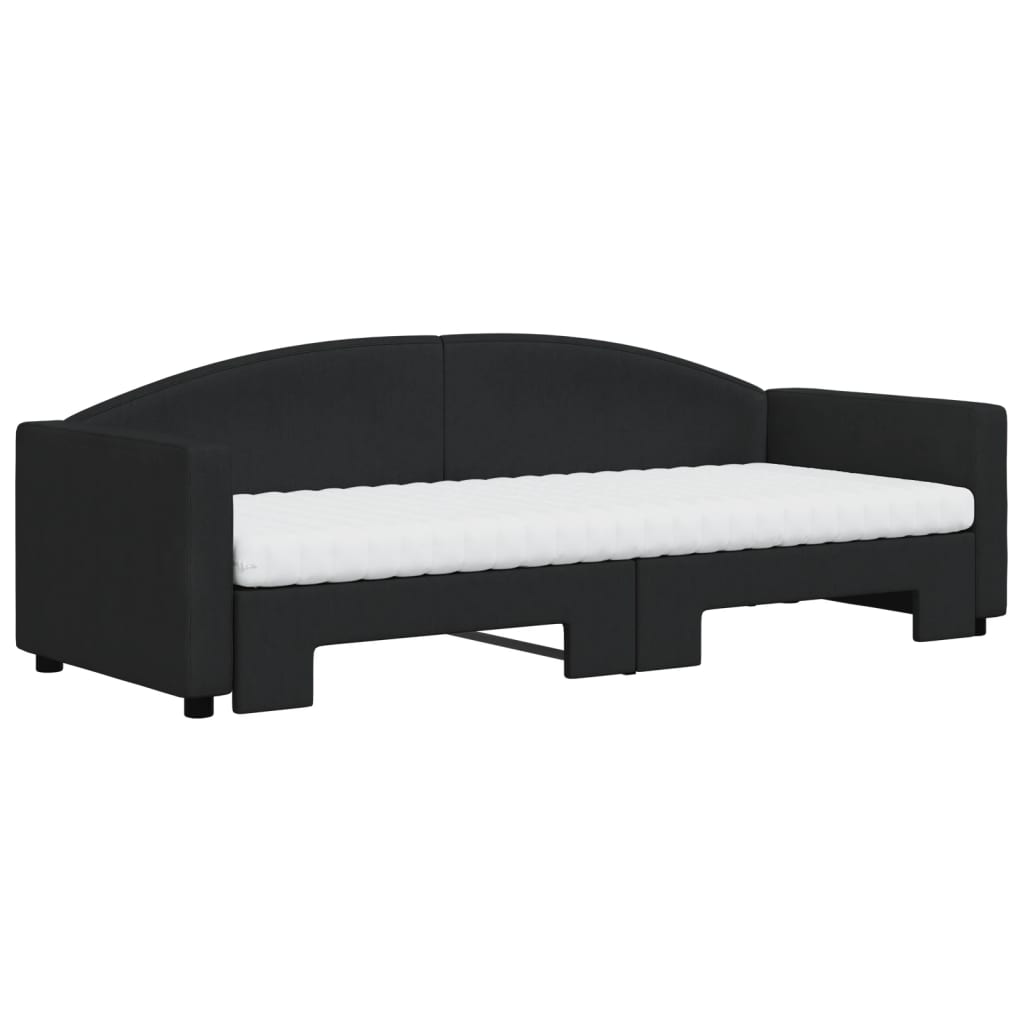 Daybed extendable with mattress black 80x200 cm fabric