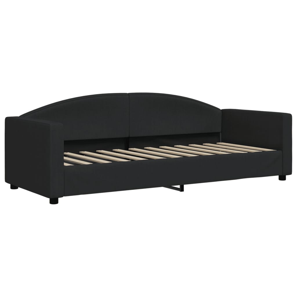 Daybed extendable with mattress black 80x200 cm fabric