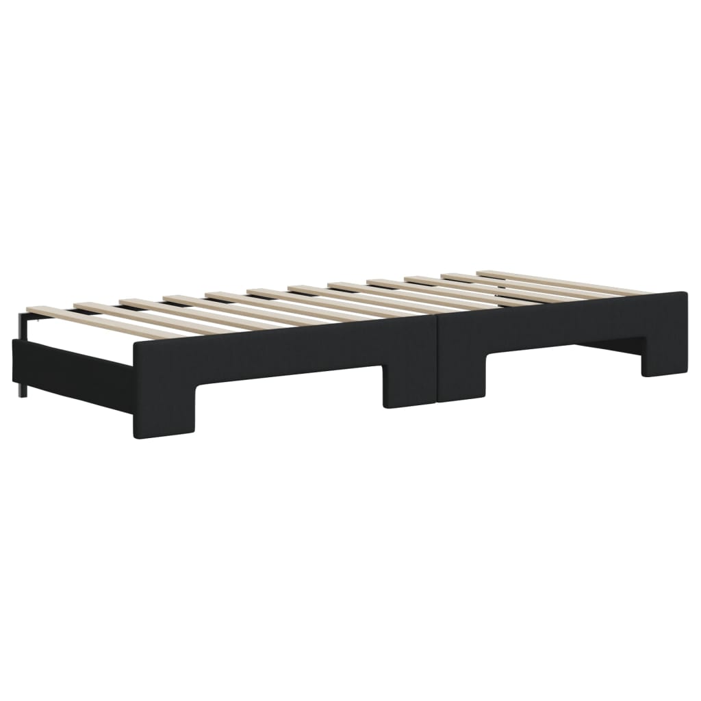Daybed extendable with mattress black 80x200 cm fabric