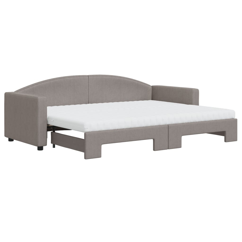 Daybed extendable with mattress taupe 80x200 cm fabric
