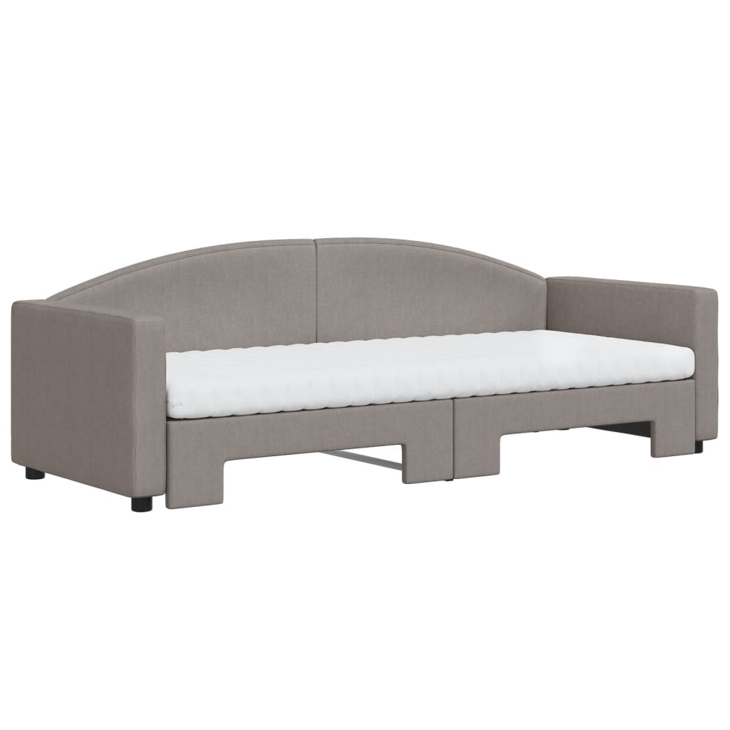 Daybed extendable with mattress taupe 80x200 cm fabric