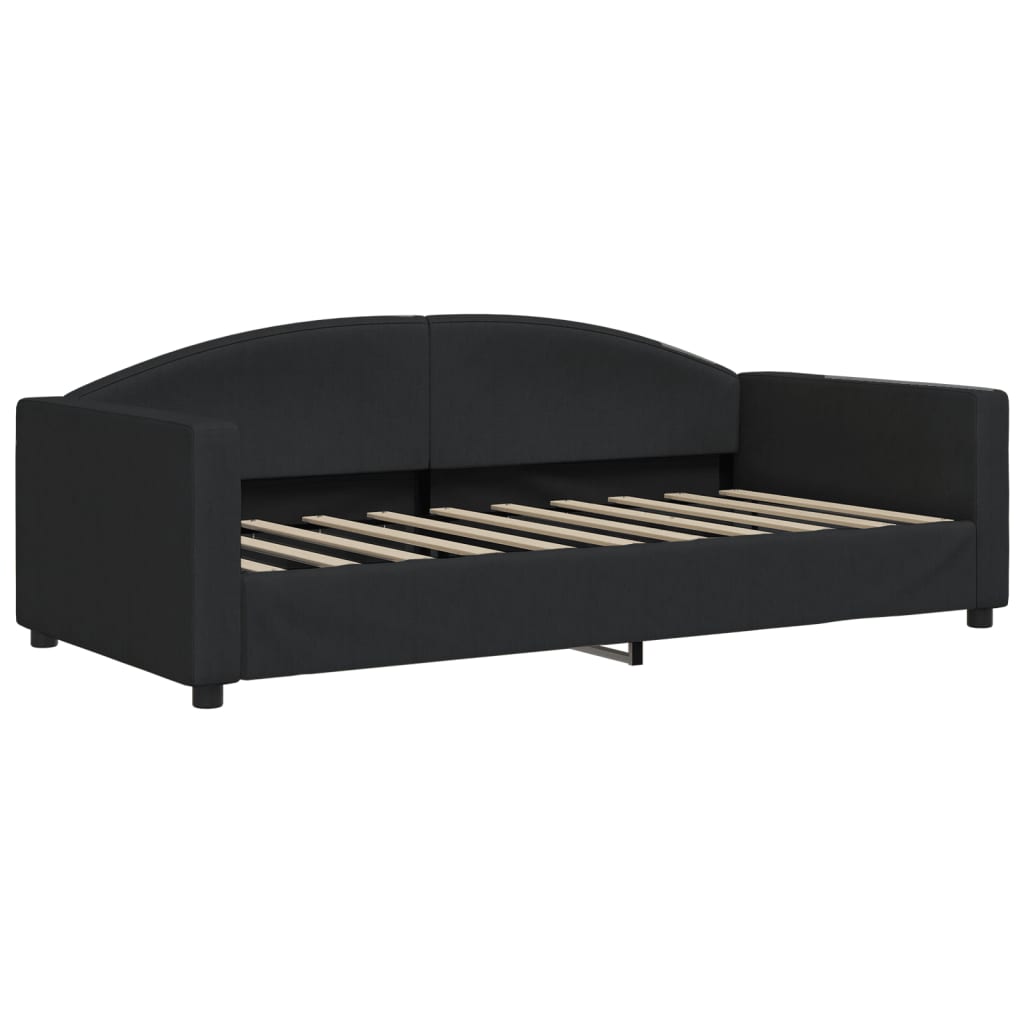 Daybed extendable with mattresses black 90x190 cm fabric