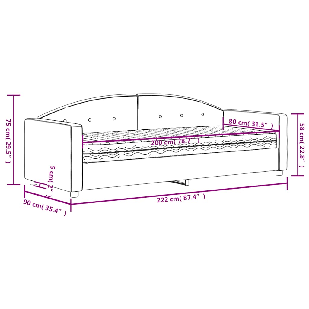 Tagesbett mit Matratze Dunkelgrün 80x200 cm Samt
