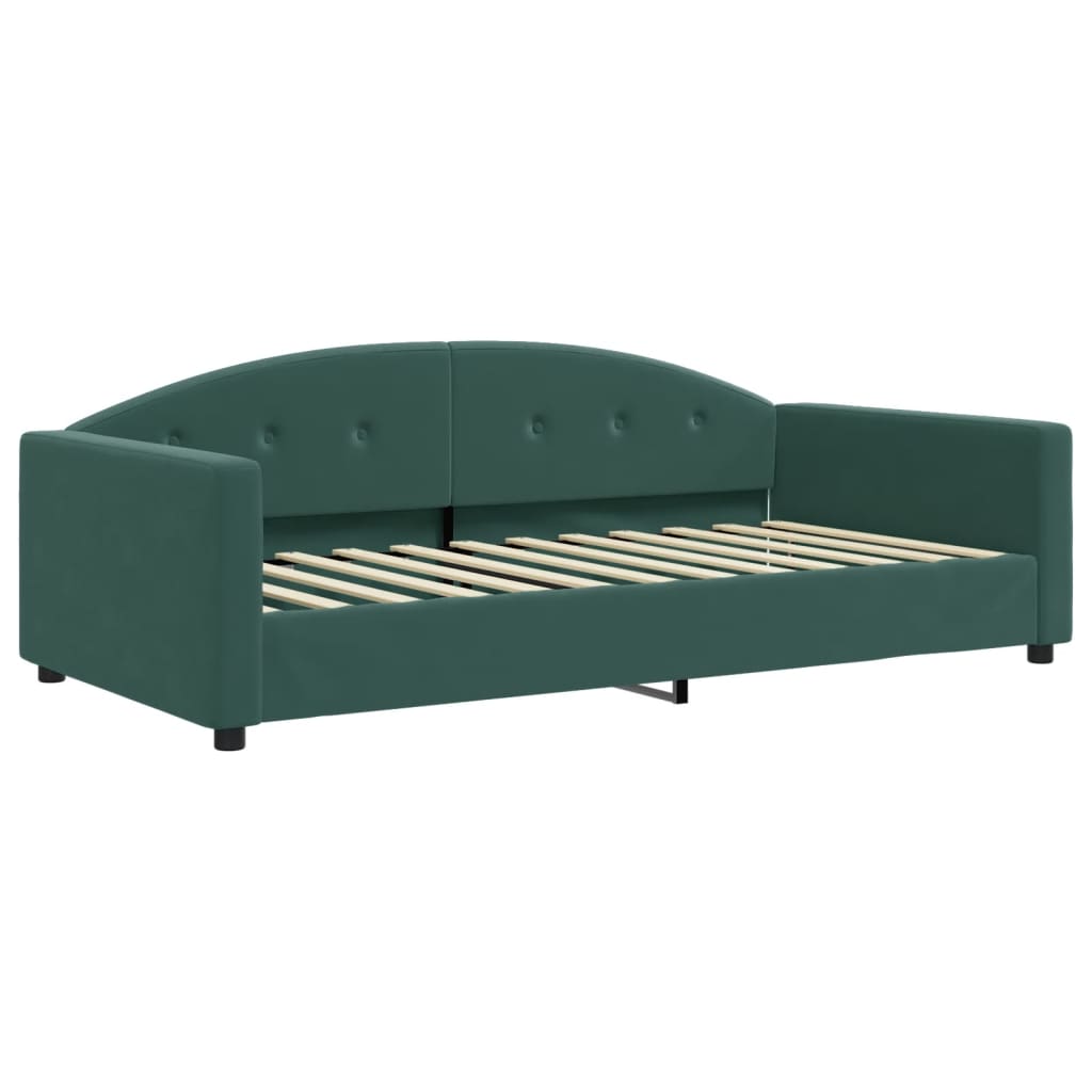 Daybed with mattress dark green 100x200 cm velvet