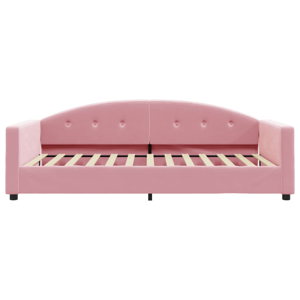 Daybed with mattress pink 100x200 cm velvet