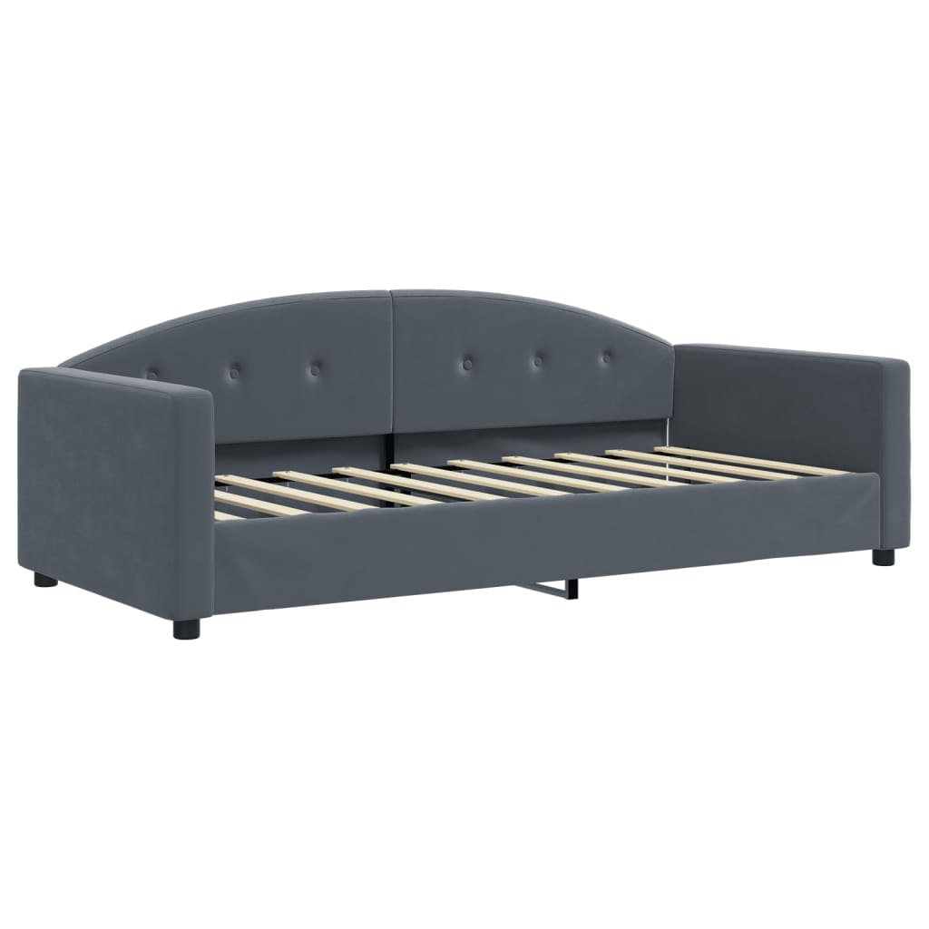Lit de repos extensible avec matelas gris foncé 90x190 cm velours