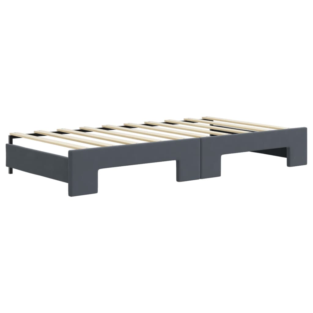 Lit de repos extensible avec matelas gris foncé 90x190 cm velours