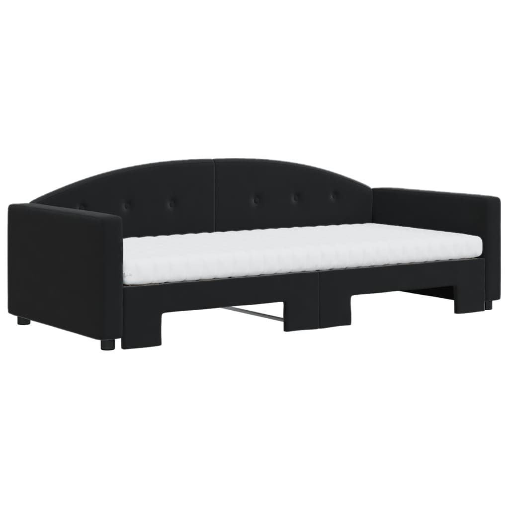 Daybed extendable with mattresses black 90x190 cm velvet