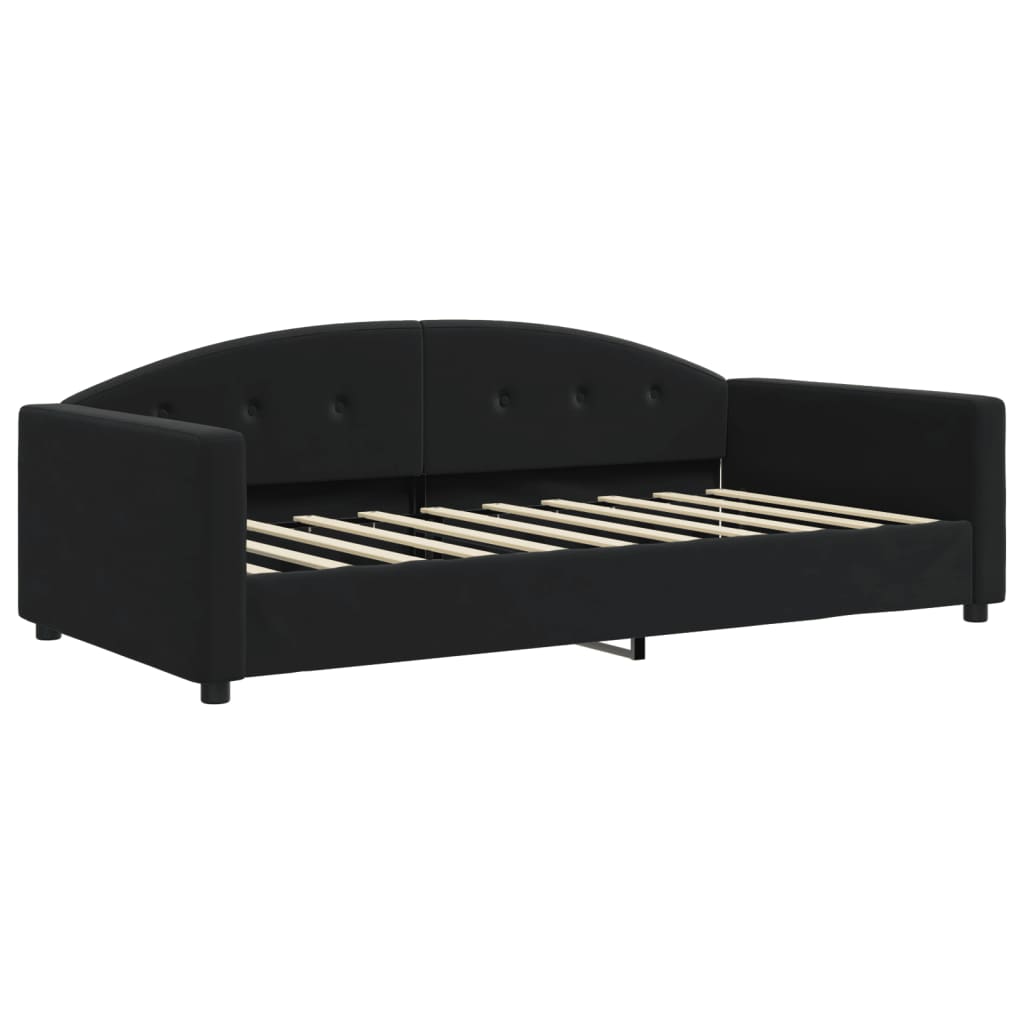 Daybed extendable with mattresses black 90x190 cm velvet