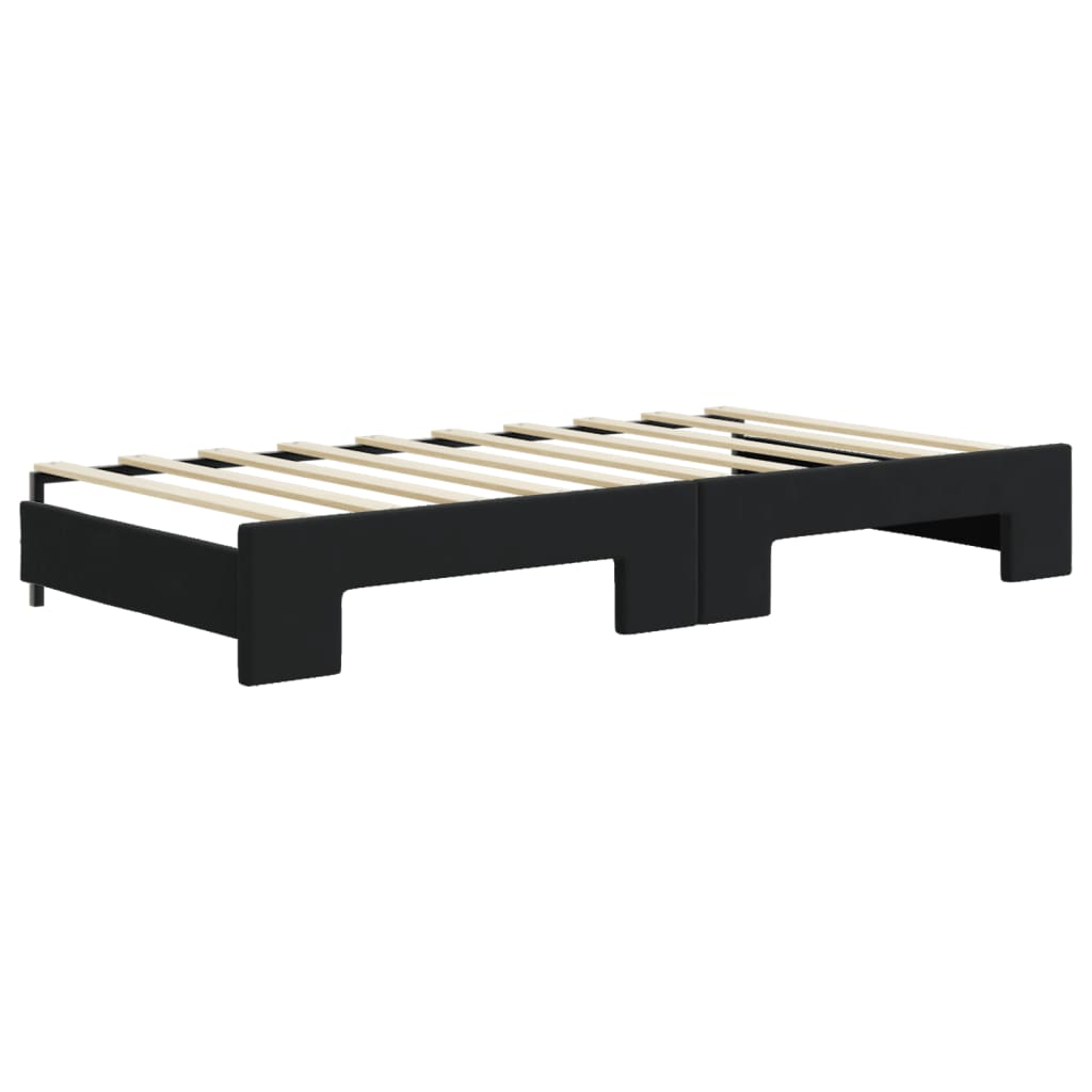 Daybed extendable with mattresses black 90x190 cm velvet