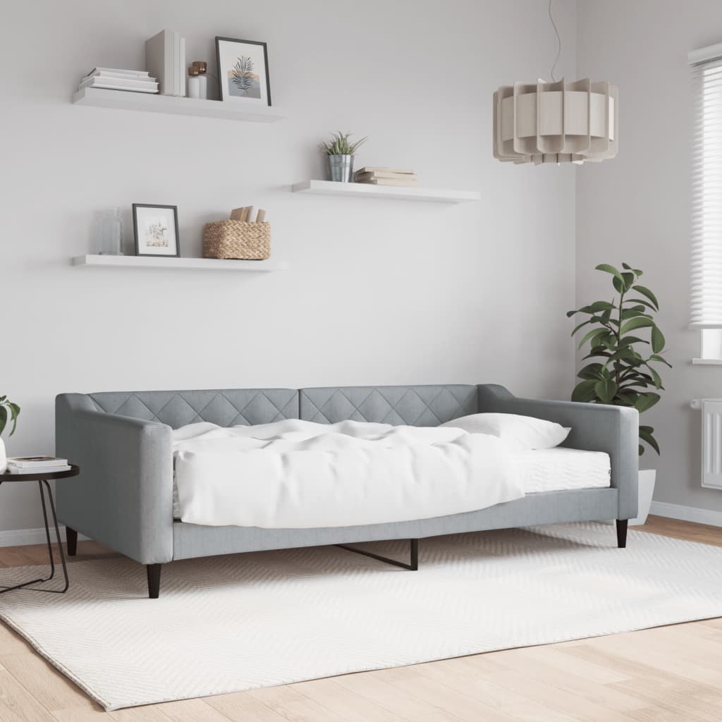 Lit de repos avec matelas en tissu gris clair 100x200 cm
