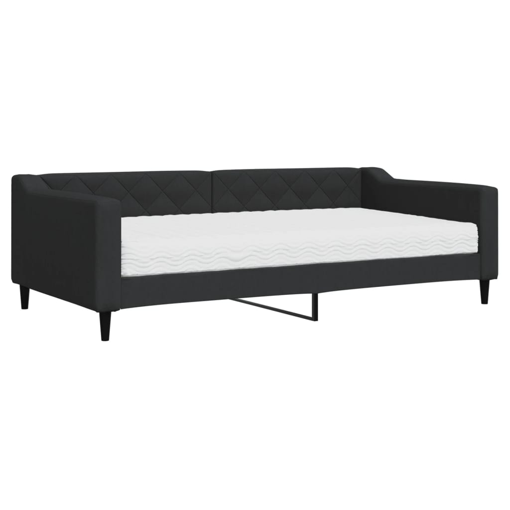 Daybed with mattress black 100x200 cm fabric