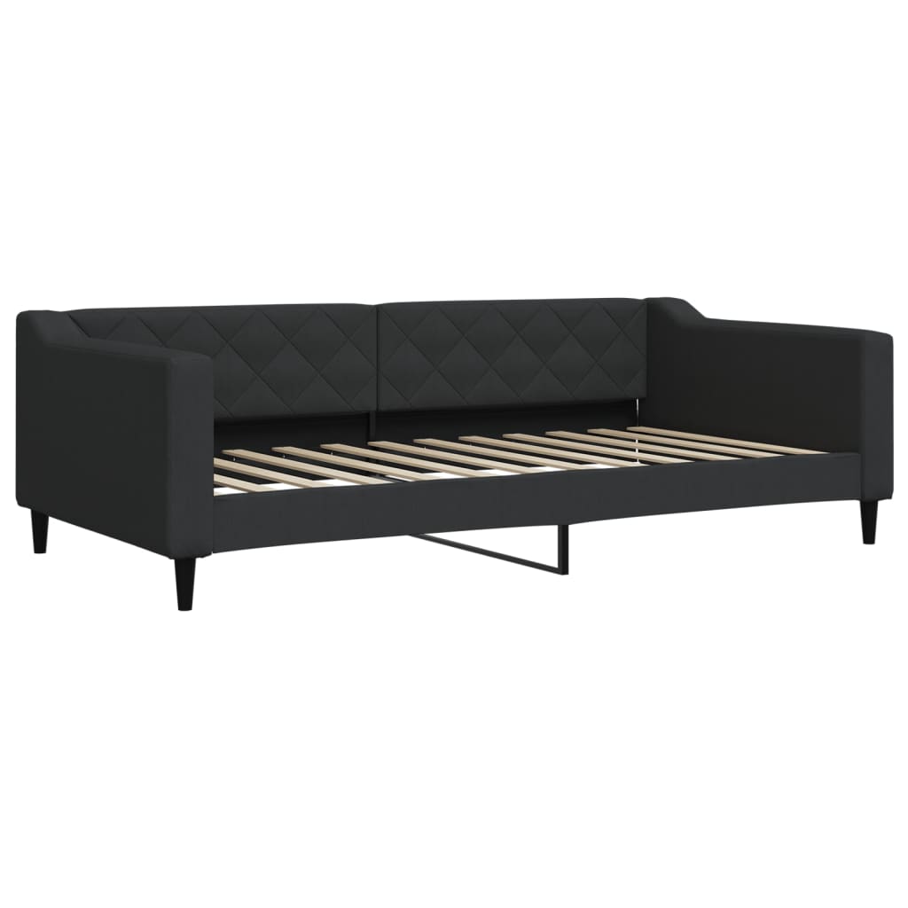 Daybed with mattress black 100x200 cm fabric