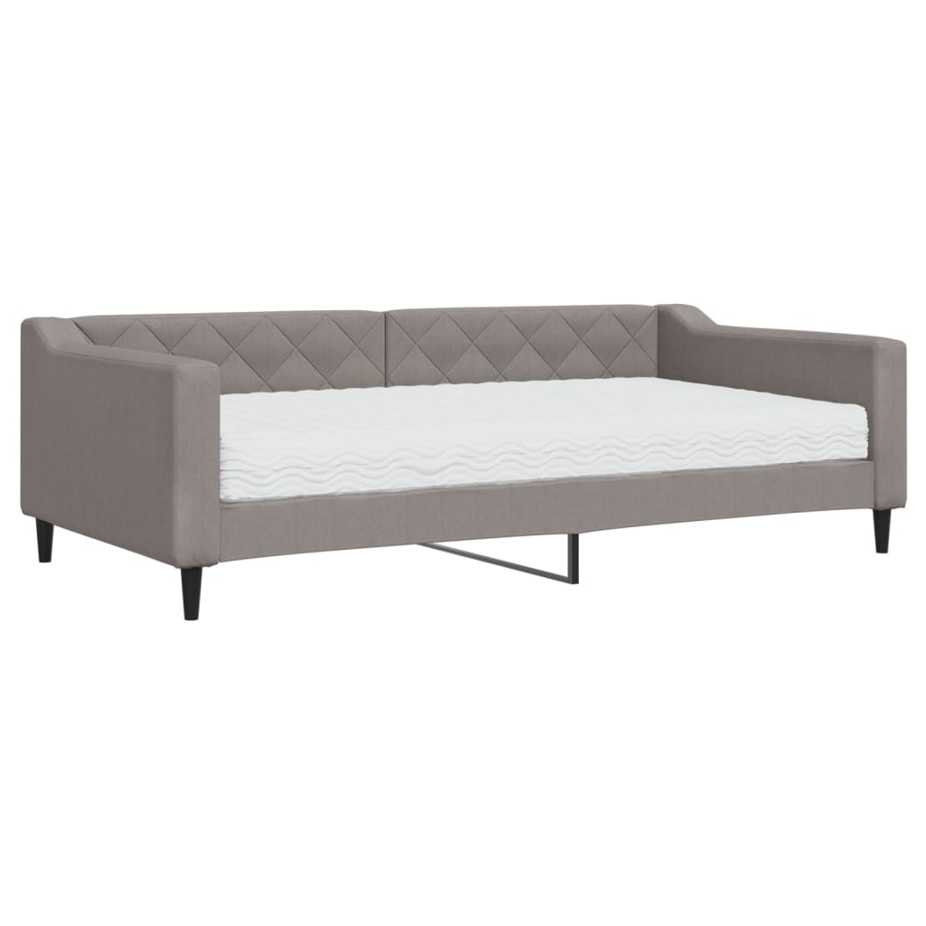 Daybed with mattress taupe 100x200 cm fabric