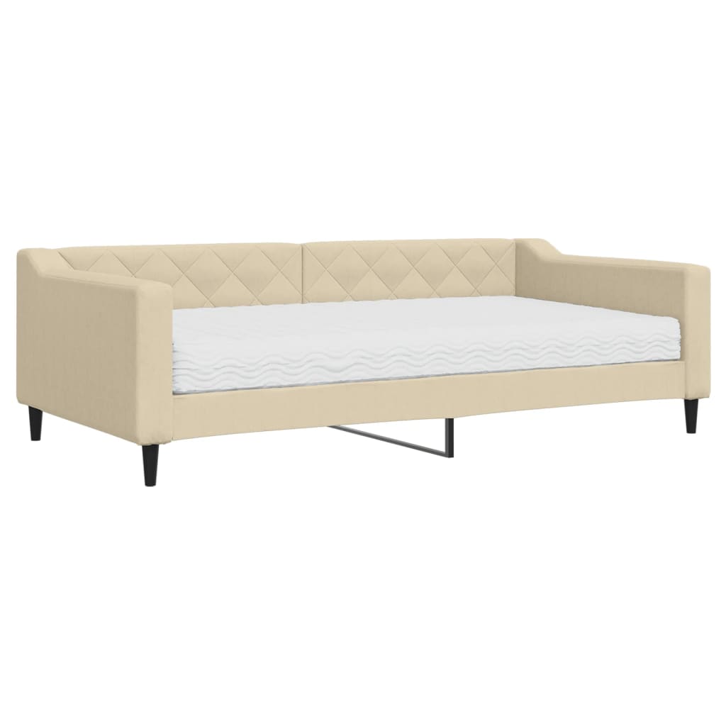 Daybed with mattress cream 100x200 cm fabric