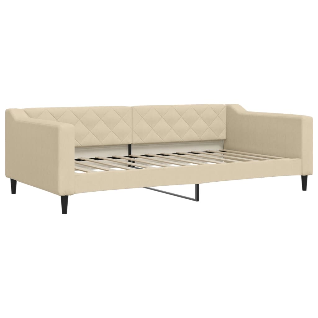 Daybed with mattress cream 100x200 cm fabric