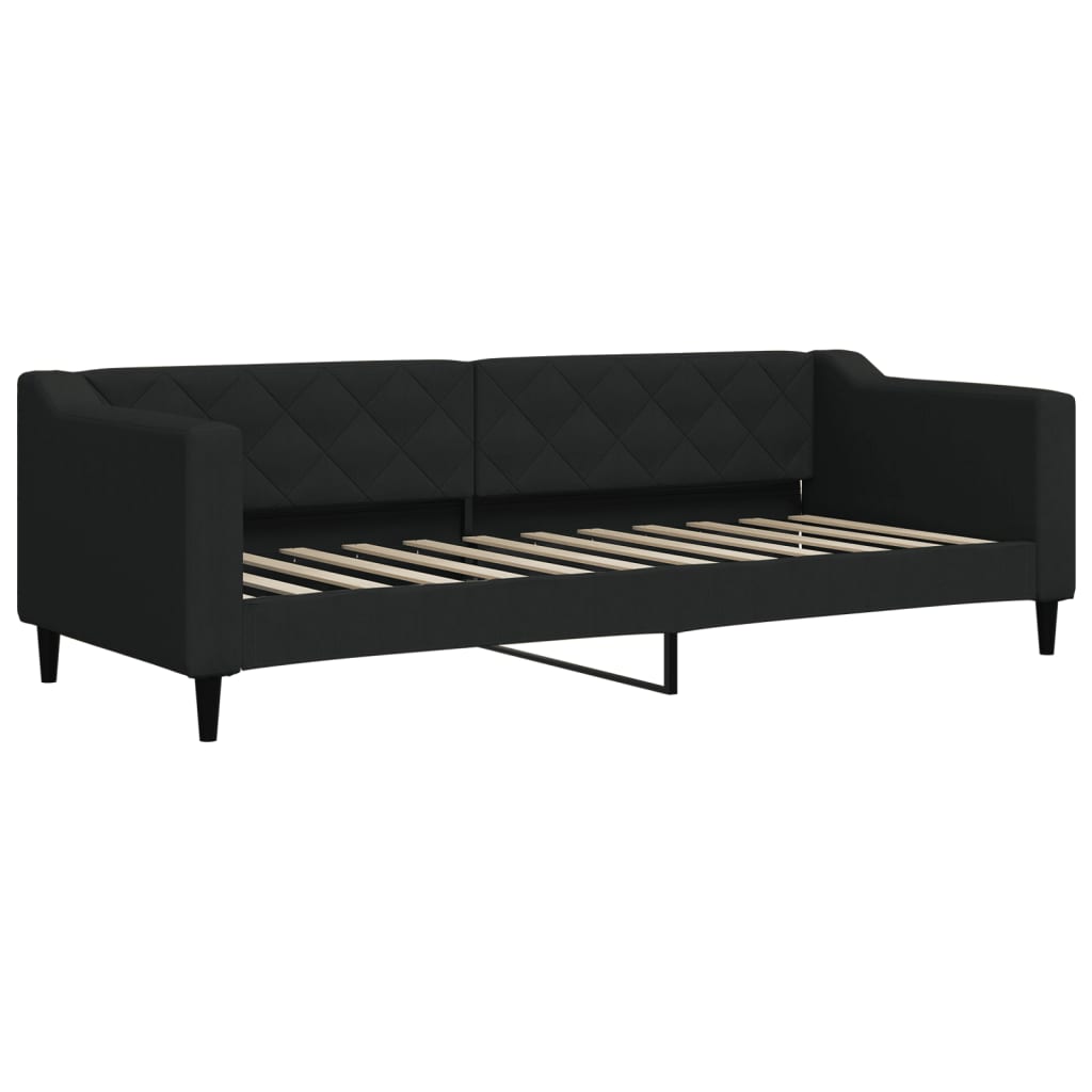 Daybed extendable with mattress black 80x200 cm fabric