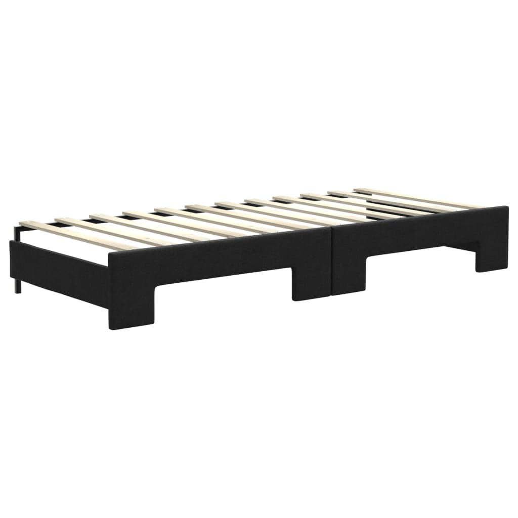 Daybed extendable with mattress black 80x200 cm fabric