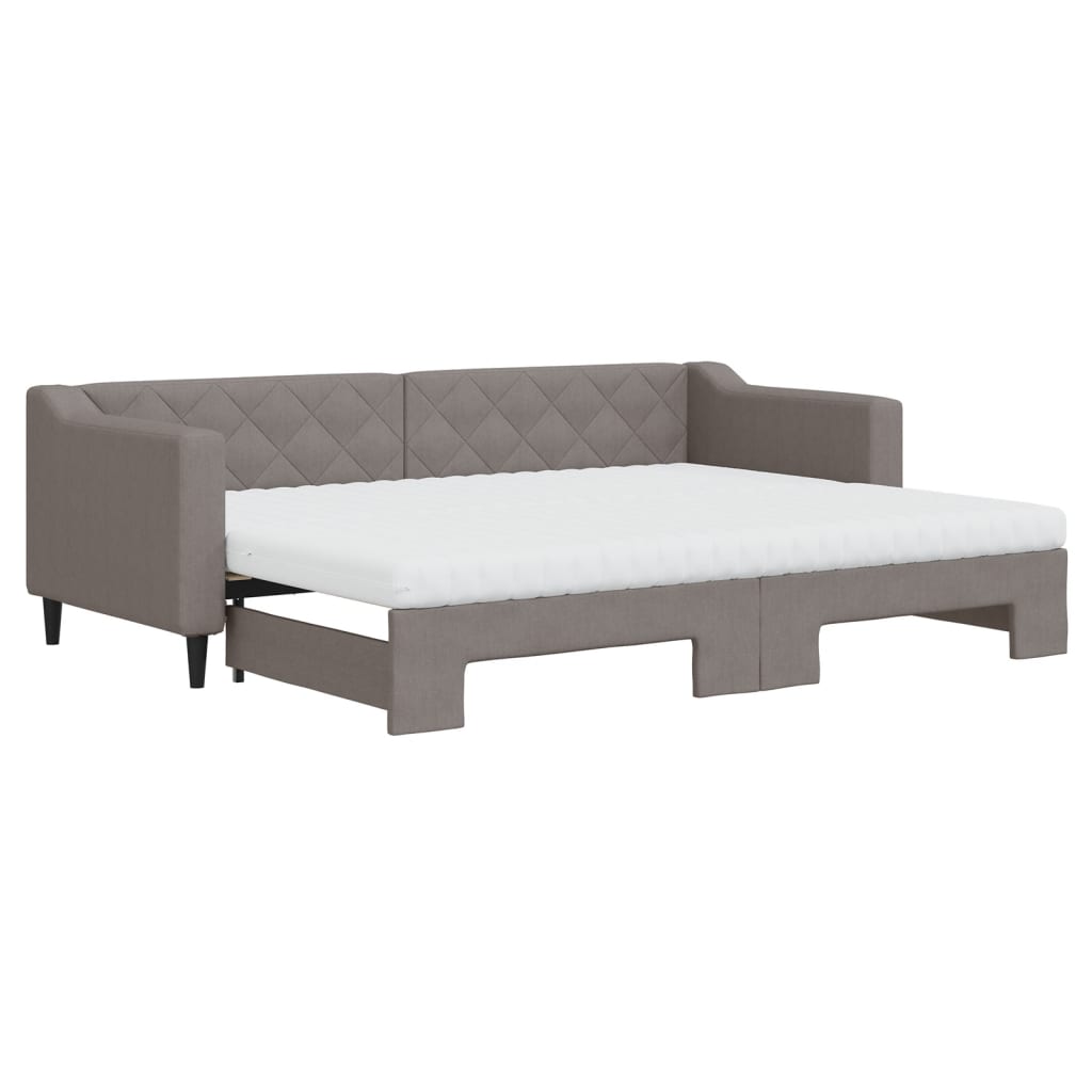 Daybed extendable with mattress taupe 80x200 cm fabric