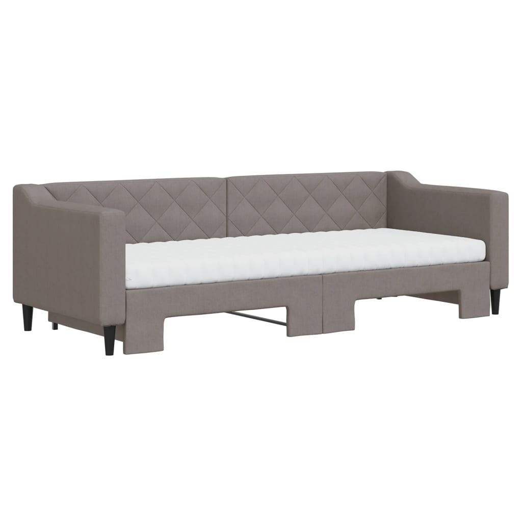 Daybed extendable with mattress taupe 80x200 cm fabric