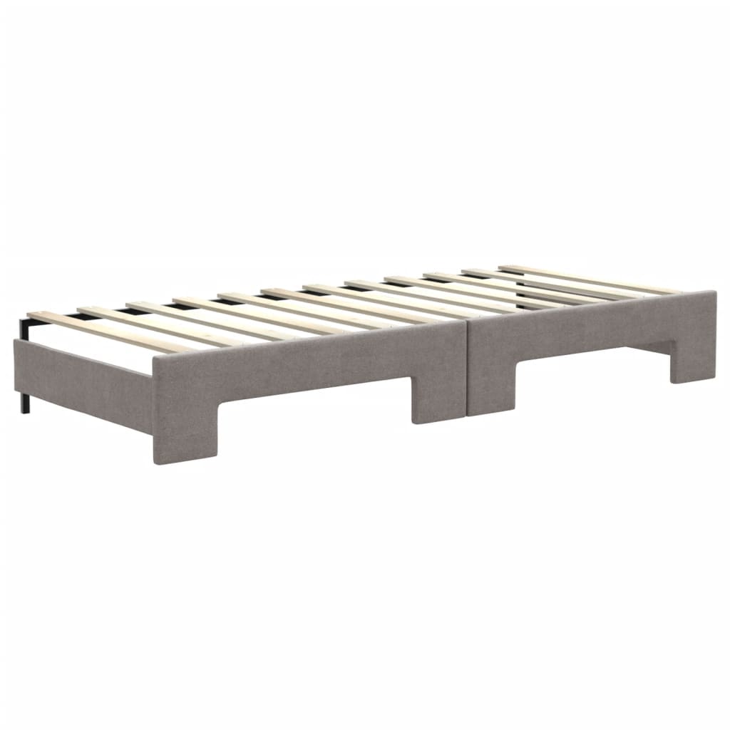 Daybed extendable with mattress taupe 80x200 cm fabric