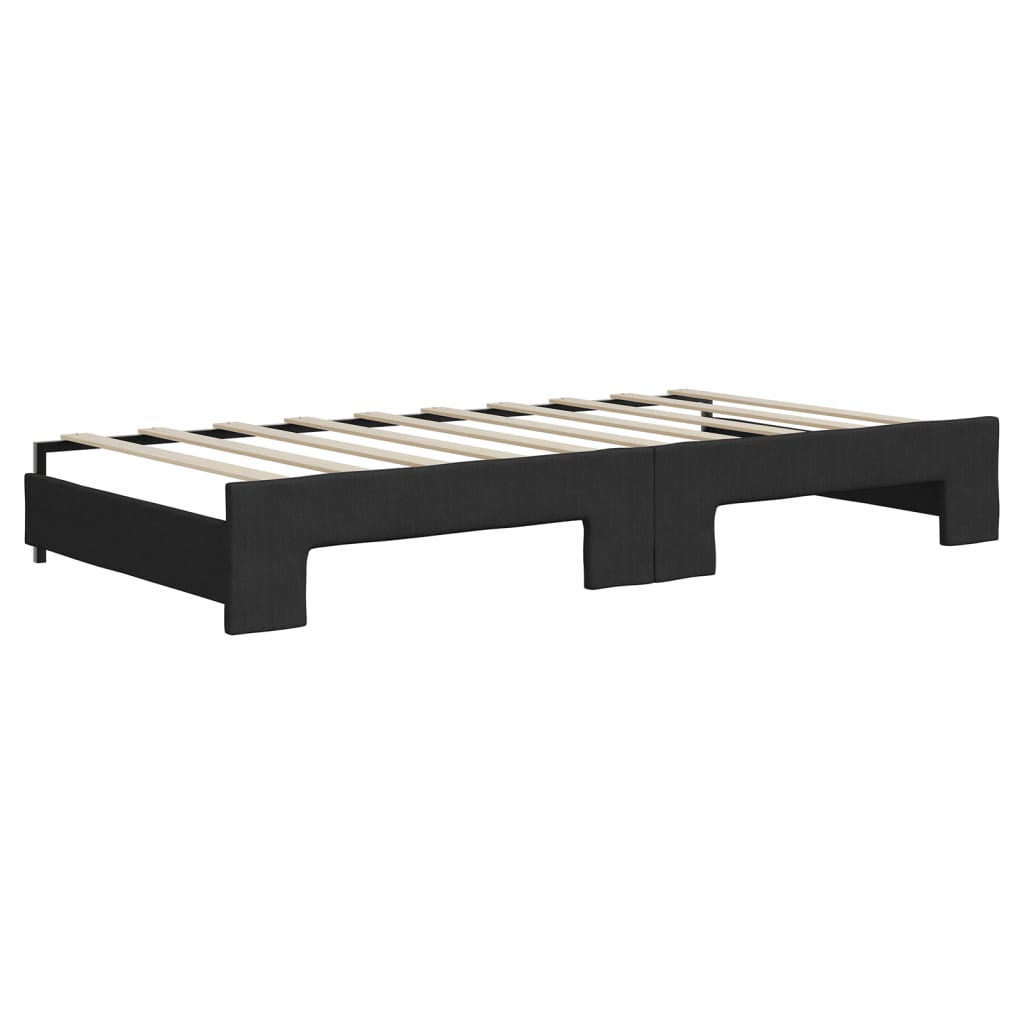 Daybed extendable with mattresses black 90x190 cm fabric
