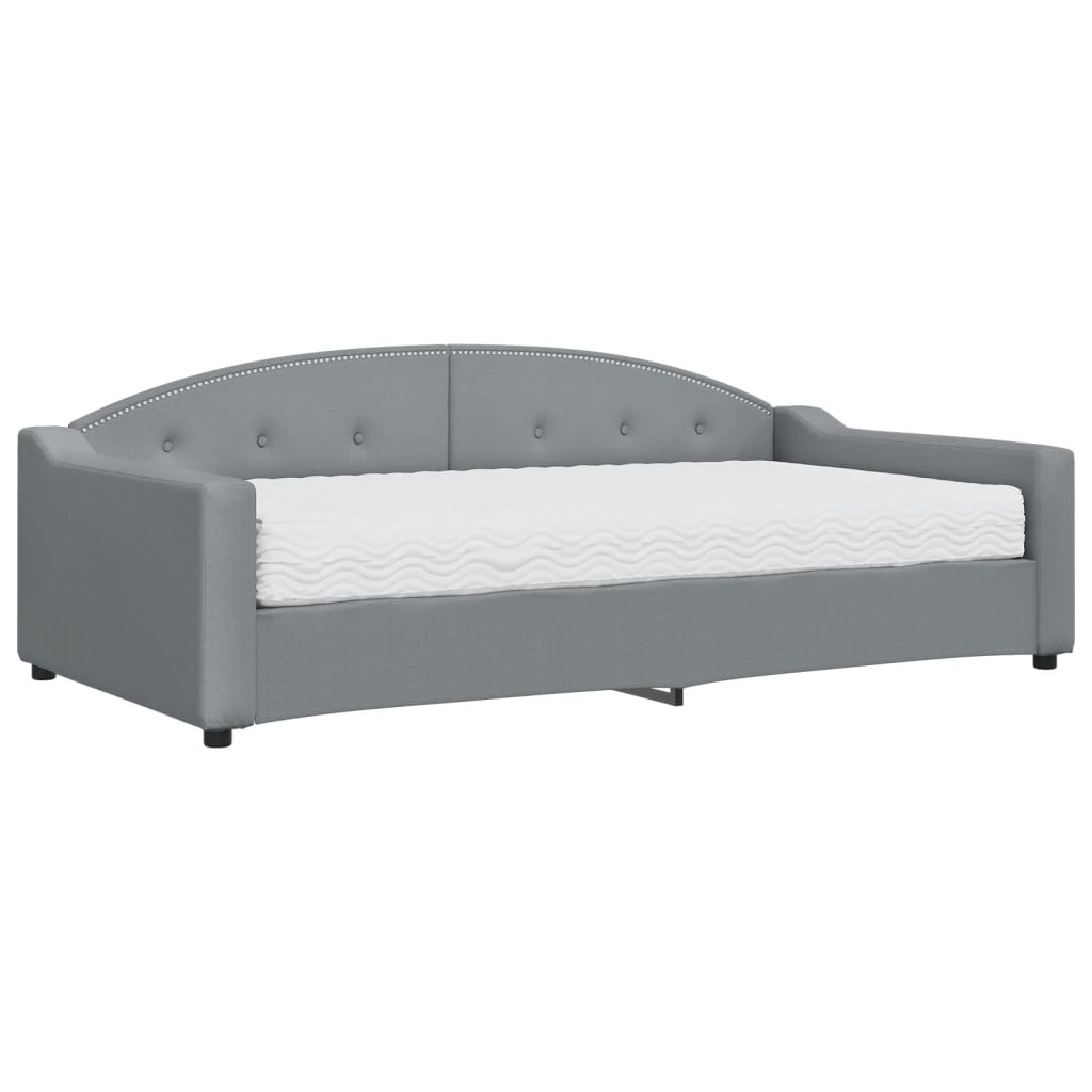 Lit de repos avec matelas en tissu gris clair 100x200 cm