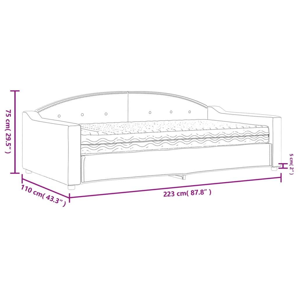 Tagesbett mit Matratze Dunkelgrau 100x200 cm Stoff