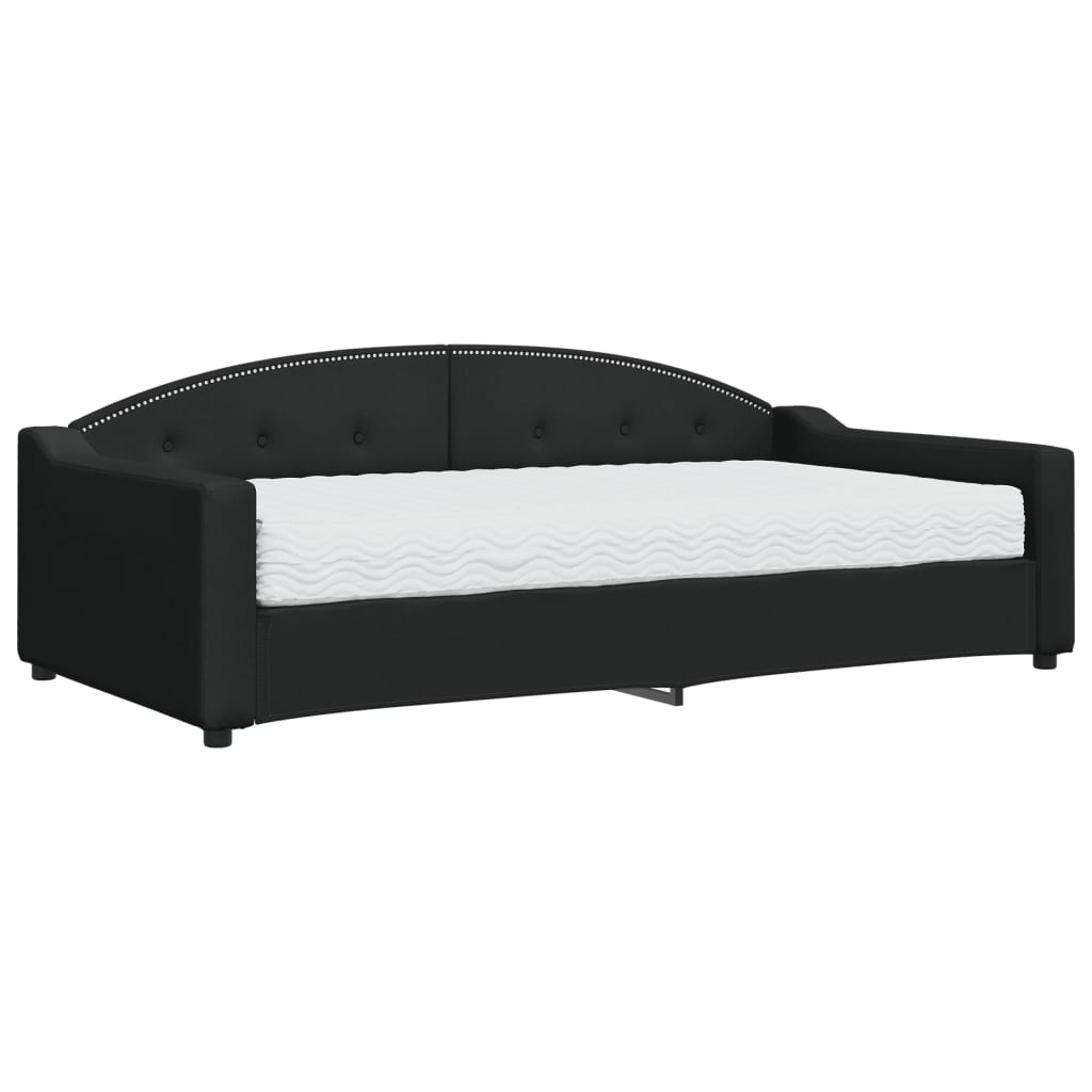 Daybed with mattress black 100x200 cm fabric
