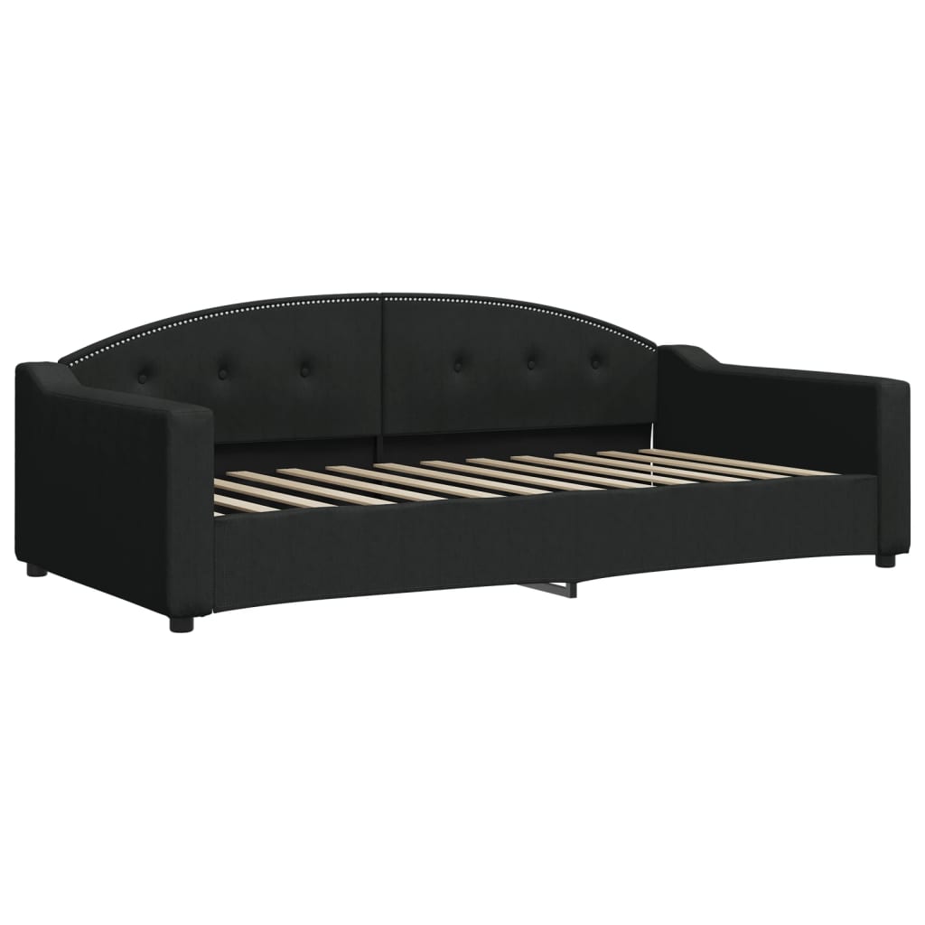 Daybed with mattress black 100x200 cm fabric