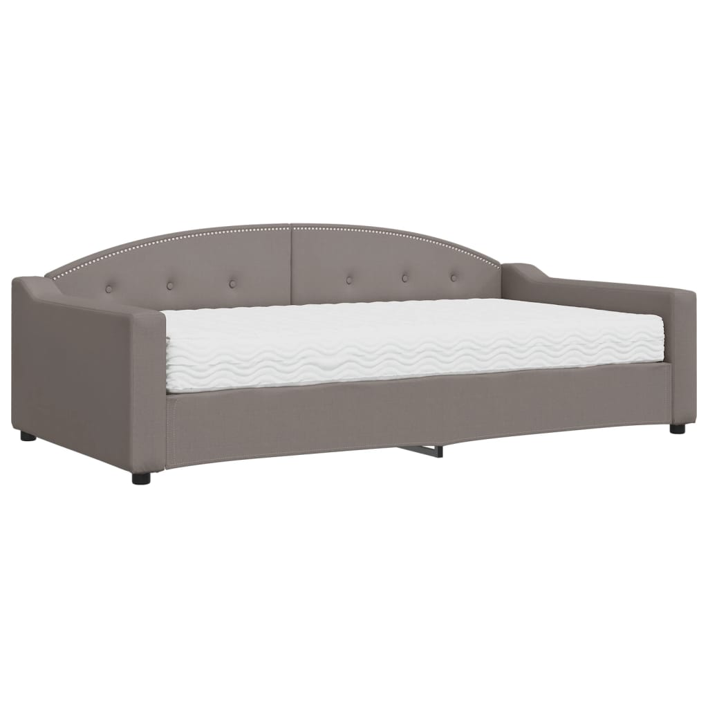 Daybed with mattress taupe 100x200 cm fabric