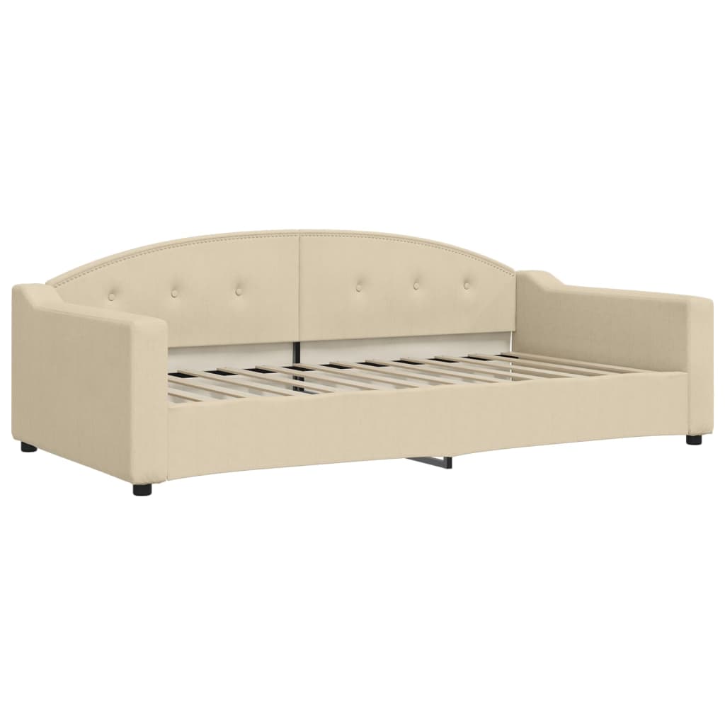 Daybed with mattress cream 100x200 cm fabric