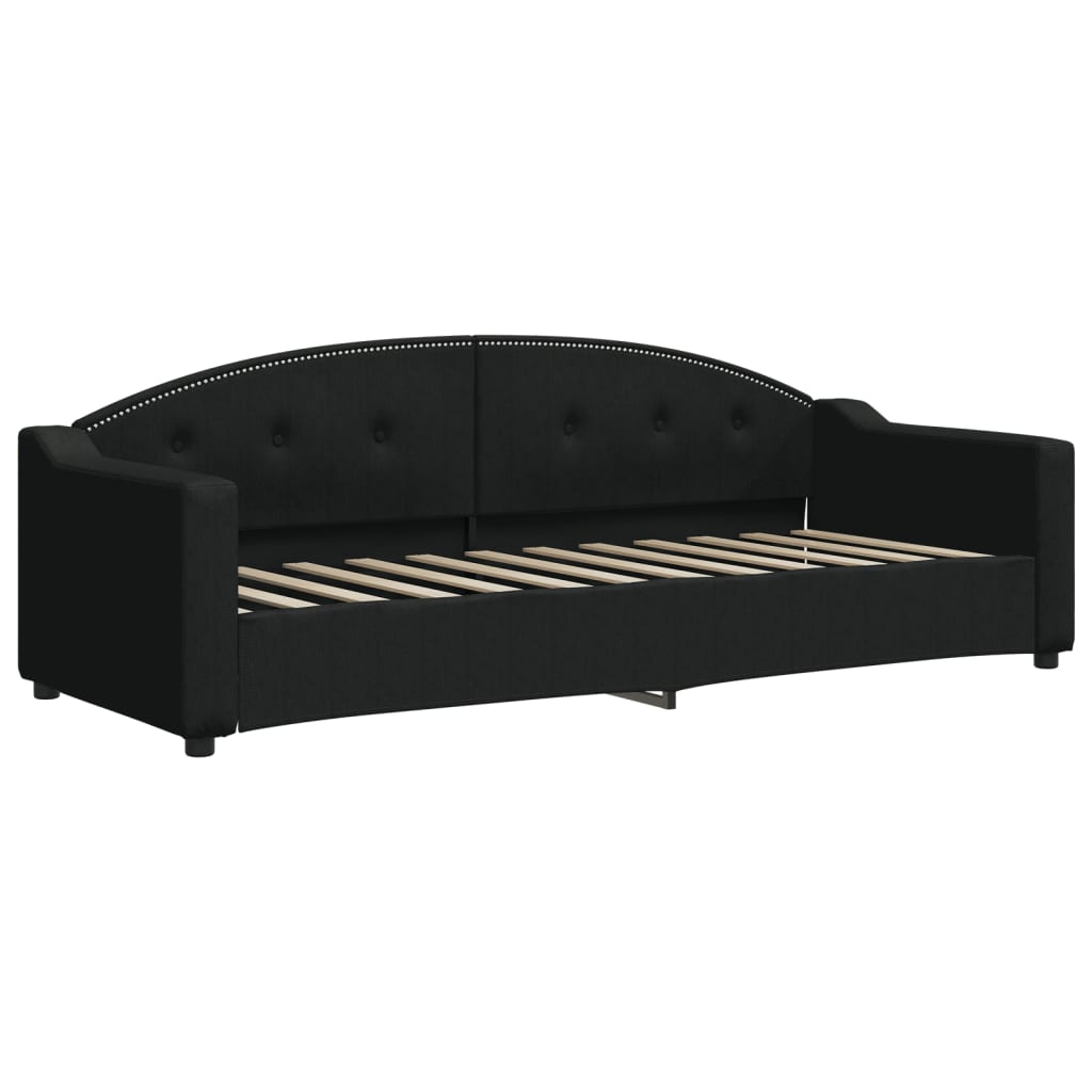 Daybed extendable with mattress black 80x200 cm fabric
