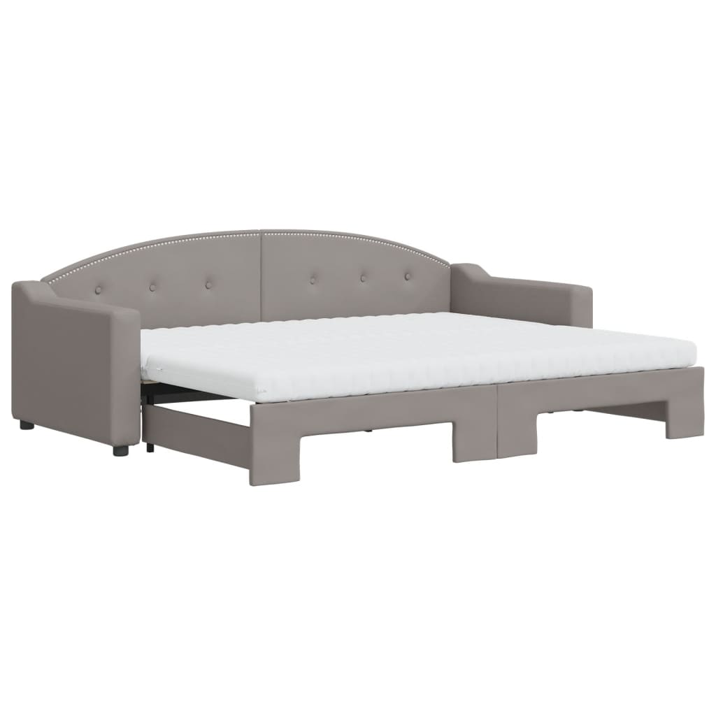 Daybed extendable with mattress taupe 80x200 cm fabric