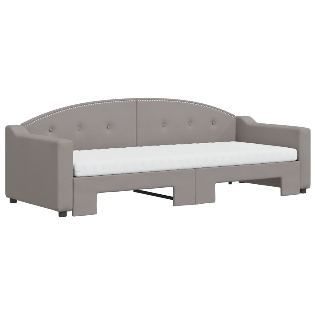 Daybed extendable with mattress taupe 80x200 cm fabric