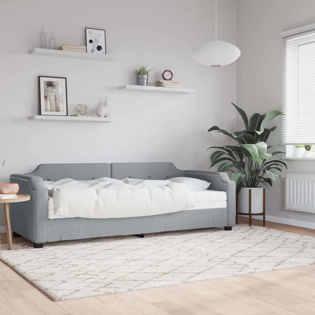 Lit de repos avec matelas en tissu gris clair 100x200 cm